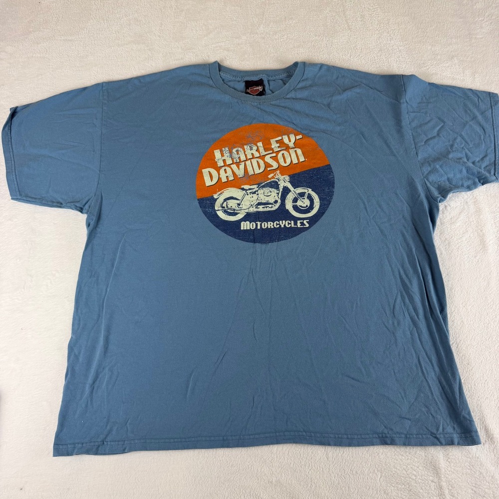 Harley Davidson Motorcycle Graphic T Shirt Mens 2XL Blue Outer Banks Vintage